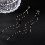Cifeeo-Fashion Silver Color Long Tassel Earrings for Women Temperament Ear Line Fine Jewelry Accessorie Party Gifts