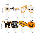 Cifeeo-16-48pcs Halloween Cupcake Toppers Pumpkin Ghost Bat Cake Flag Dessert Cake Decorations Kids Halloween Birthday Party Supplies