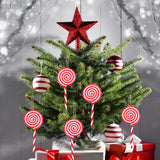 6 Pieces Christmas Lollipop Ornament Christmas Tree Ornament White and Red Christmas Valentine's Day Decorations