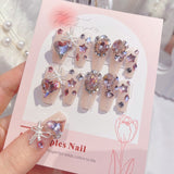 Cifeeo 24pcs/box Fake French y2k Nails Press On Long Stiletto Almond Shape Wearable False Nails With Stars Designs Full Cover Nail Tips