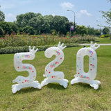 Cifeeo-32inch White Balloons Birthday Number Balloons Outdoor Baby Shower Decoration for Kids Adult Standing Number Balloon