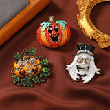 Cifeeo-Halloween Jewelry Halloween Pumpkin Ghost Skull Brooch Shiny Rhinestone Dripping Oil Enamel Cartoon Pins For Women Men Festival Badges Jewelry