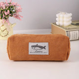 Cifeeo-Back To School Gifts Shark Pencil Case Corduroy Pen Case Kawaii Stationery Estuche Large Capacity Pencilcase Trousse School Supplies Pencil Pouch