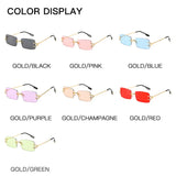 Cifeeo-Cool Sunglasses Blue Rectangular Sunglasses Rimless Men Metal Fashion Square Sun Glasses For Women Gradient Lens Frameless 2024 UV400