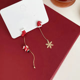 Cifeeo-Christmas gifts New Fashion Moving Santa Claus Tassel Earrings For Women Snowflake Christmas Tree Long Chain Asymmetric Earring New Year Jewelry