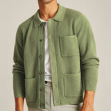 Cifeeo-Winter Outfits Men chill guy Winter Men's Knit Cardigan Jacket Luxury Button-Down Sweater Casual Long Sleeve Lapel Solid Color Streetwear Korean Pocket Coat