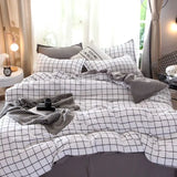 Cifeeo-Checkerboard Bedding Set No Comforter Quilt Duvet Cover Pillowcase Flat Sheet Single Queen Size Polyester Bedclothes