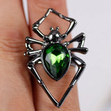 Cifeeo-Halloween Jewelry Gothic Punk Spider Insect Animal Rings For Women Men Creative Hip Hop Black Spider Inlaid Crystal Finger Ring Halloween Jewelry