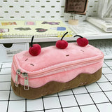 Cifeeo-Back To School Gifts Plush Cherry Cake Pencil Case Estuches Escolares Pencil Pouch Large Capacity Kalemlik Trousse School Supplies Pencilcase