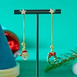 Cifeeo-Christmas gifts Moving Santa Claus Asymmetric Long Tassel Drop Earrings For Women Christmas Tree Snowflake Star Zircon Earring New Year Jewelry