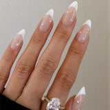 Cifeeo 24Pcs Detachable Almond False Nails French Fake Nails Full Nail Art Tips Press On Nails