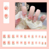 Cifeeo  Summer Lemon False Nails With Designs French Square Head Short Fake Nails Press On Nails Watermelon Nail Tips Beauty Manicure