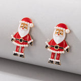 Cifeeo-Christmas gifts Cute Enamel Santa Claus Stud Earrings For Women Exquisite Imitation Pearl Cartoon Christmas Earring Xmas New Year Party Gifts