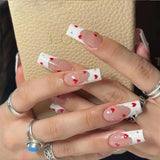 Cifeeo-Fall Nails DIY Long Ballet Fake Nails New Year's False Nail French Full Set Press on Nails DIY Detachable Valentine's Day Rhinestone Nail Tips