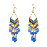 Cifeeo-Christmas Gift New Year's Eve Gift Bohemian Water Drop Tassel Earrings For Women Colorful Beads Dangle Ethnic Style Earring Female Fashion Jewelry