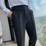 Cifeeo-Winter Outfits Men chill guy Men's Korean Light Luxury Fitting Well Drooping Baggy Suit Pants Button-down Solid Color Straight Premium Elegant Dress Pants