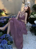 Cifeeo-Summer New Fashion Women Sexy Pleated  Boho Long Dress Vacation Beach Strap A line Ladies Robe 2024 Sundress