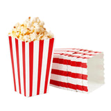 Cifeeo-12pcs Popcorn Box Buckets Movie Night Fries Cup Snack Containers Birthday Party Supplies Wedding Christmas Carnival Stripes Bags