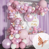 Cifeeo-123Pcs Pink Butterfly Balloons Garland Arch Birthday Party Decoration Balloon Kit Bridal Shower Baby Shower Wedding Decor