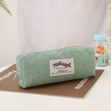 Cifeeo-Back To School Gifts Shark Pencil Case Corduroy Pen Case Kawaii Stationery Estuche Large Capacity Pencilcase Trousse School Supplies Pencil Pouch