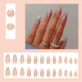 Cifeeo New Rainbow Color French Tips Fashion Almond Fake Nails With Designs Wearable False Nails Press On Nails DIY Manicure Patches