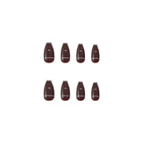 Cifeeo- Dark Brown Nail Art Wearable Press On Fake Nails Tips 24pcs/box False Nails With Wearing Tools As Gift