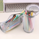 Cifeeo-Back To School Gifts Mesh Pencil Case Transparent Pencil Case Girls Cute Stationery Trousse Large Capacity Pen Holder School Supplies Pencil Pouch