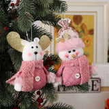 Christmas Pink Doll Decorations Deer Snowman Xmas Tree Decorations Santa Claus Gifts Ornaments for New Year 2024 Party Supplies