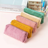 Cifeeo-Back To School Gifts Corduroy Pencil Case School Supplies Pencil Case Girls Retro Simple Large Capacity Estuche Escolar Stationery Pencil Pouch
