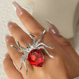 Cifeeo-Halloween Jewelry Gothic Punk Spider Insect Animal Rings For Women Men Creative Hip Hop Black Spider Inlaid Crystal Finger Ring Halloween Jewelry