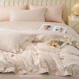 Cifeeo-Lace Flowers Embroidery Luxury Princess Wedding Bedding Sets Egyptian Cotton Duvet Cover Set Bed Sheet Pillowcases Home Textile