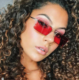 Cifeeo-Cool Sunglasses Square Women's Sunglasses Alloy Metal Small Frame Clear Double Bridge Men's Sun Glasses Vintage Chic Female Shades Red Yellow