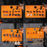 Cifeeo-Halloween Jewelry Halloween 6 Pairs Combination Stud Earrings For Women Girl Black Skeleton Spider Ghost Pumpkin Bat Funny Earring Party Jewelry