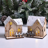 Cifeeo-Christmas LED Light Wooden House Luminous Cabin Merry Christmas Decorations for Home DIY Xmas Tree Ornaments Kids Gift New Year