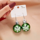 Cifeeo-Christmas gifts Merry Christmas Resin Sequin Bulb Christmas Earrings For Women Snowflake Star Ball Dangle Earring New Year Festival Jewelry Gift