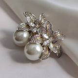 Cifeeo  Gorgeous Flower Imitation Pearl Earrings Women Luxury Inlaid Sparkling CZ Stone Fashion Wedding Jewelry Wholesale Lots