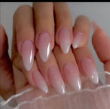 Cifeeo 24Pcs Detachable Almond False Nails French Fake Nails Full Nail Art Tips Press On Nails