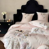 Cifeeo-4/5Pcs  Chinese Style Flowers Bird Embroidery Bedding Set 1000TC Egyptian Cotton Queen King Duvet Cover Bed Sheet Pillowcases