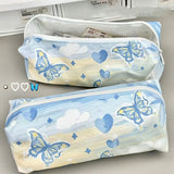 Cifeeo-Back To School Gifts Butterfly Pencil Case Cute Stationery Pencil Case Girls Estuche Escolar Oil Painting Large Capacity School Supplies Pencil Pouch