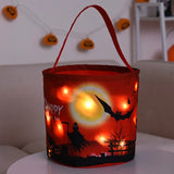 Cifeeo New Halloween Bag Luminous Pumpkin Bag Children's Portable Candy Bag Ghost Festival Tote Bucket Props Halloween Party DIY Decor