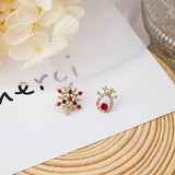 Cifeeo-Christmas gifts New Lovely Snowflake Charm Earring For Women Christmas Gift Fashion Crystal Zircon Stud Earrings Girls New Year Jewelry