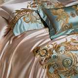 Cifeeo-4/6/9Pcs Gorgeous European Palace Style Royal Embroidery Bedding Set Brocade Egyptian Cotton Duvet Cover Bed Sheet Pillowcases