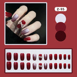 Cifeeo Fall/Winter Ambiance  24Pcs False Nails Short Round Press On Nails Pink Dripping Shape Nail Stickers Heart Diamond Bride Nail Tips Wearable Fake Nails