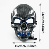 Cifeeo-Halloween Custom Halloween Skull Skeleton Head Headwear Horror Party Mask Light Up In The Dark Night Disguise Glowing Purge Mask For Halloween