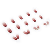 Cifeeo- 24Pcs/Set Short Ballet Fake Nails Butterfly Peach Nails Arts Manicure False Nails With Design With Wearing Tools