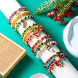 Cifeeo-Christmas gifts 3Pcs Christmas Bracelet Set For Women Colorful Beaded Santa Claus Xmas Tree Snowflake Snowman Pendant Bracelets Festival Gifts