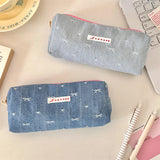 Cifeeo-Back To School Gifts Denim Pencil Case Girls School Supplies Pencilcase Large Capacity Piornik Szkolny Ribbon Bow Cute Stationery Pencil Pouch