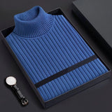 Cifeeo-Winter Outfits Men chill guy Men's Light Luxury Turtleneck Knit  Pullover Leisure Vintage Solid Color Long Sleeve Sweater Korean Style Clothes Basic Shirts