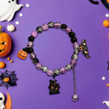 Cifeeo-Halloween Jewelry New Design Halloween Crystal Beaded Bracelet For Women Girls Black Bat Ghost Pumpkin Tassel Bracelets Party Friendship Jewelry