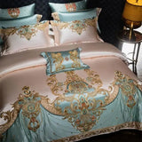 Cifeeo-4/6/9Pcs Gorgeous European Palace Style Royal Embroidery Bedding Set Brocade Egyptian Cotton Duvet Cover Bed Sheet Pillowcases